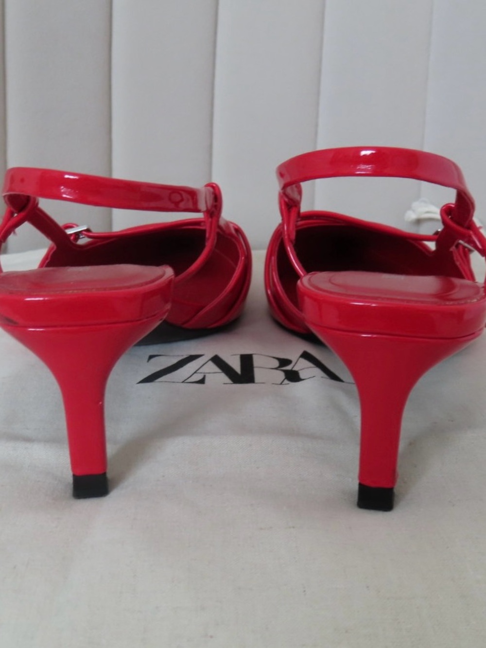 Zara Red Patent Pointed Slingback Heels with Sling Strap - Picture 6 of 7